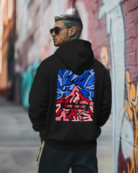 Printed Hooded Neck Sweatshirt/Black - Main Image