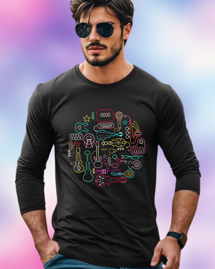 Black Full Sleeve Kitchenware Sleeve Round Neck Cotton blend Men's T-Shirt-FRONT