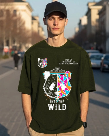 Refresh your wardrobe with the Green Men's Crepe Regular Fit Five Sleeve T-Shirt-FRONT
