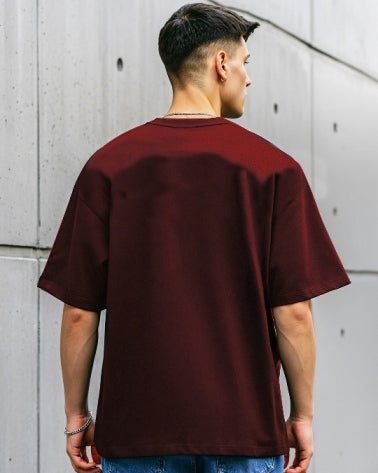 Maroon Men's Crepe Five Sleeve T-Shirt – elegance meets comfort-BACK