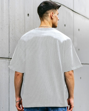 Classic White Men's Crepe Regular Fit Five Sleeve T-Shirt for versatile styling-BACK