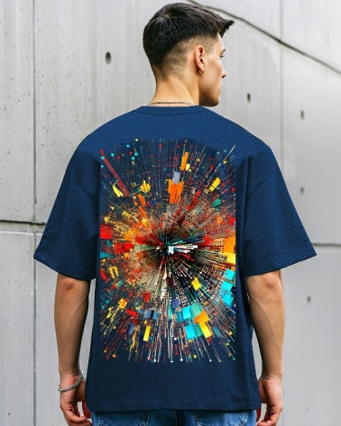 Blue Men's Crepe T-Shirt with a Regular Fit and Five Sleeve flair.-FRONT