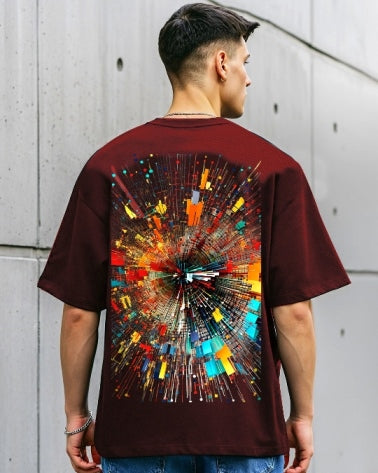 Make a statement in the Maroon Men's Crepe Regular Fit T-Shirt.-FRONT