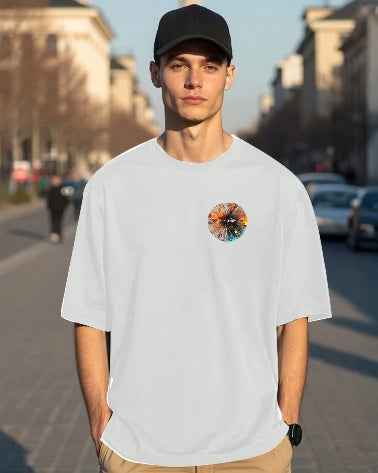 White Men's Crepe Regular Fit T-Shirt with Five Sleeves for all occasions.-BACK