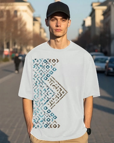 Crisp and timeless: White Men's Crepe Regular Fit T-Shirt with Five Sleeves-FRONT