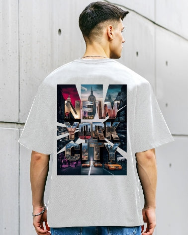 Timeless and chic: White Men's Crepe Regular Fit Five Sleeve T-Shirt-FRONT