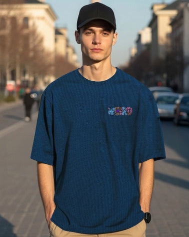 Bring color to your look with Blue Men's Crepe Regular Fit Five Sleeve T-Shirt.-BACK