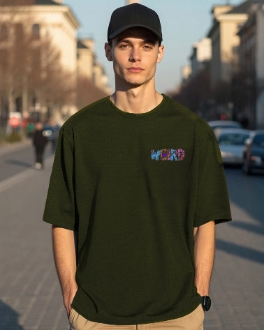 Green Men's Crepe Regular Fit T-Shirt for a fresh, vibrant look.-BACK