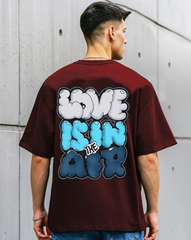 Sophisticated Maroon Men's Crepe T-Shirt with Five Sleeves for a bold touch.-FRONT