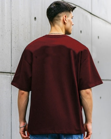 Add a bold twist with the Maroon Men's Crepe Five Sleeve T-Shirt.-BACK