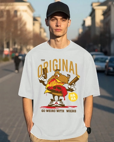 Keep it classy with the White Men's Crepe Regular Fit Five Sleeve T-Shirt.-FRONT