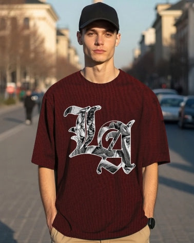 Maroon Men's Crepe Regular Fit T-Shirt – understated elegance.-FRONT