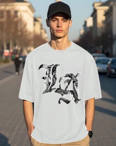 Minimal and timeless: White Men's Crepe Five Sleeve T-Shirt-FRONT