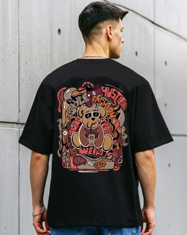 Black Men's Crepe Regular Fit T-Shirt – your everyday essential.-FRONT