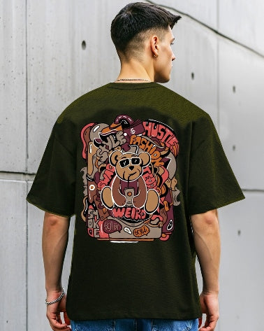 Keep it cool and trendy with Green Men's Crepe Five Sleeve T-Shirt.-FRONT