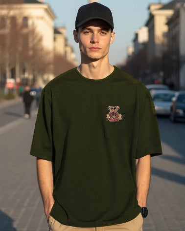 Keep it cool and trendy with Green Men's Crepe Five Sleeve T-Shirt.-BACK
