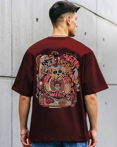 Maroon Men's Crepe Regular Fit T-Shirt for a touch of class.-FRONT
