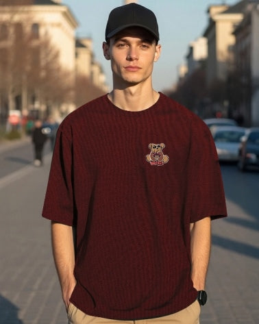 Maroon Men's Crepe Regular Fit T-Shirt for a touch of class.-BACK