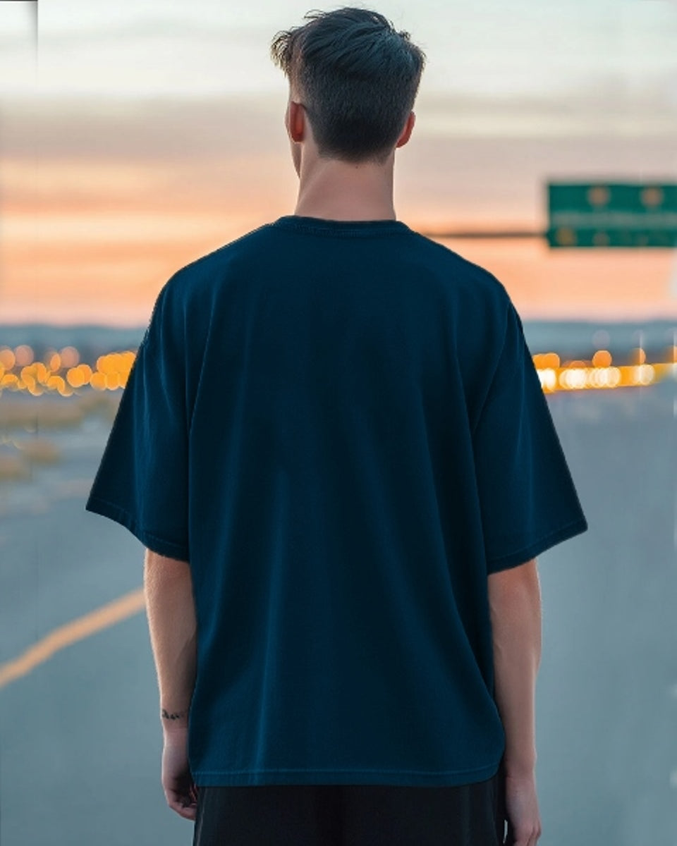 Blue Crepe Five Sleeve T-Shirt for Men – Casual and Cool-BACK