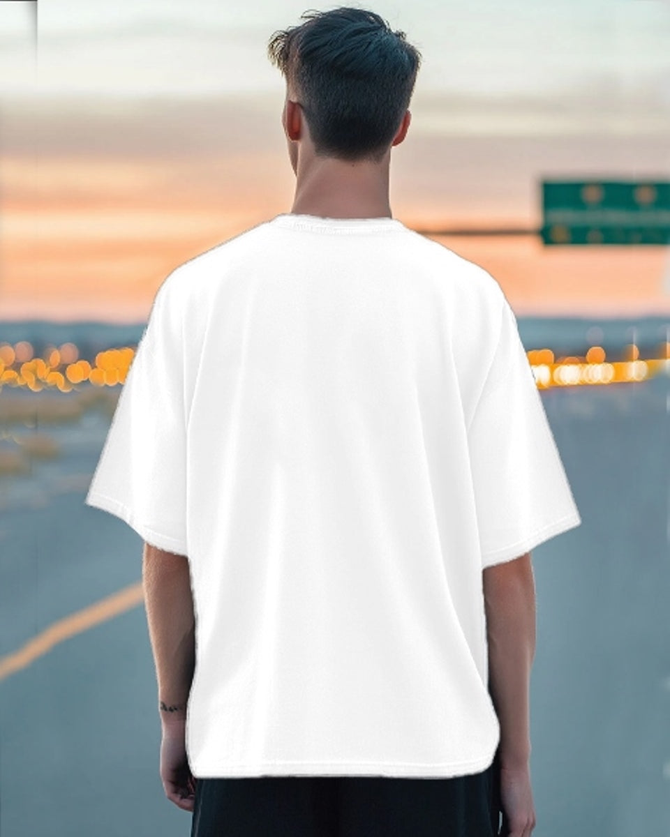 White Crepe FIVE Sleeve T-Shirt for Men – Classic & Stylish-BACK