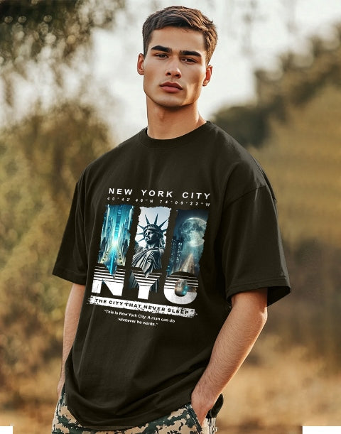 Trendy Olive Green Crepe Men's Five Sleeve T-Shirt-SIDE
