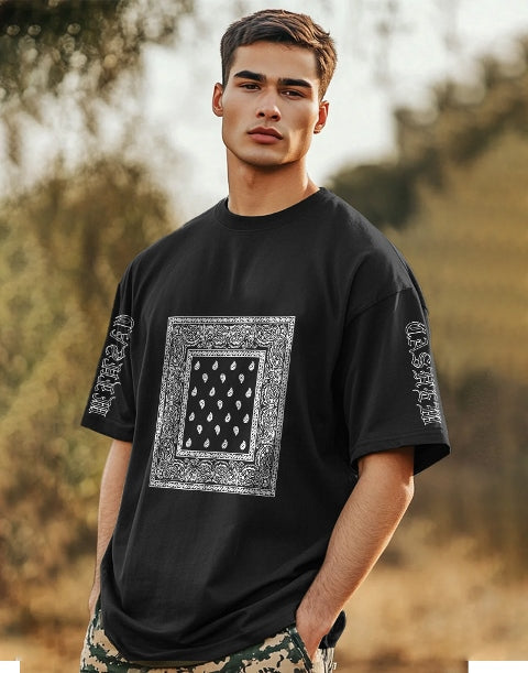 Black Crepe Five Sleeve T-Shirt for Men – Bold Style & Comfort-SIDE