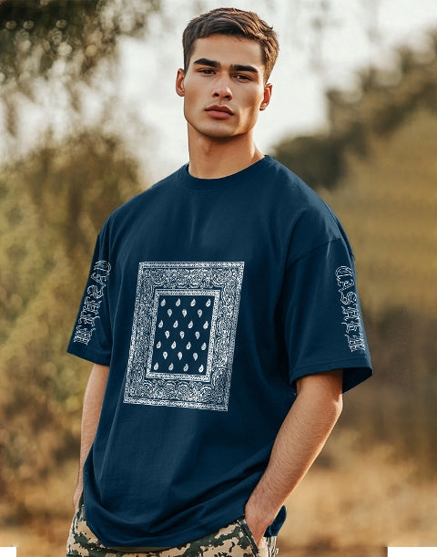 Blue Crepe Five Sleeve T-Shirt for Men – Effortless Style Redefined-SIDE