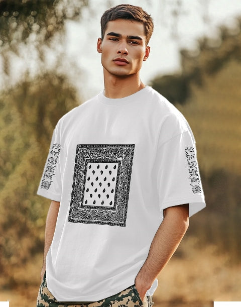 White Crepe Five Sleeve T-Shirt for Men – Classic Elegance-SIDE