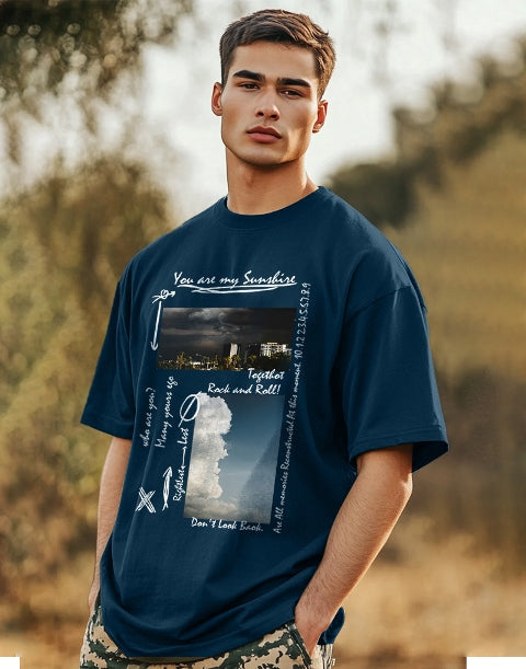 Blue Crepe Five Sleeve T-Shirt for Men – Casual and Cool-SIDE