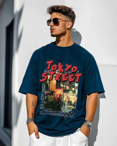 Trendy Blue Crepe five Sleeve T-Shirt – Perfect Fit and Comfort-FRONT