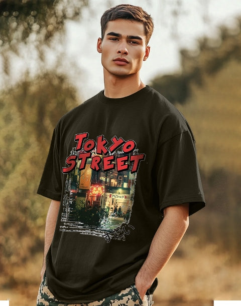 Olive Green five Sleeve Crepe T-Shirt for Men – Casual-SIDE