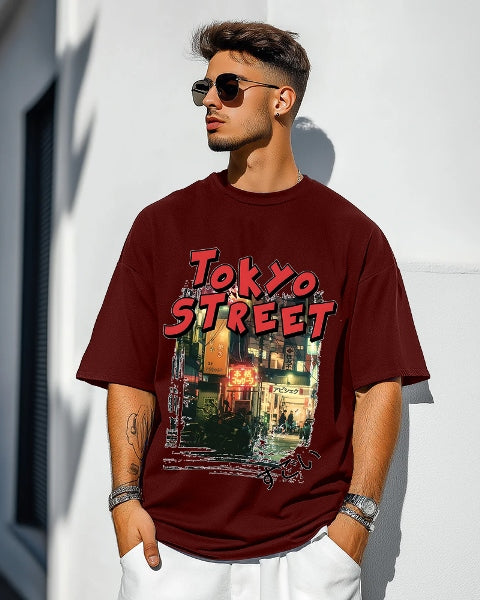 Maroon Crepe five Sleeve T-Shirt for Men – Trendy-FRONT