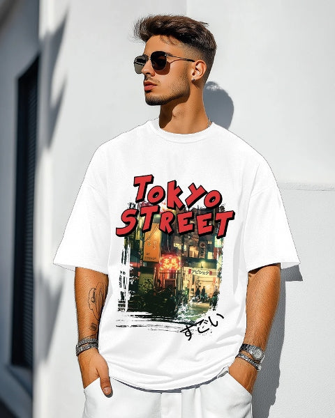 Trendy White Crepe five Sleeve T-Shirt for Men – Effortless Style-FRONT