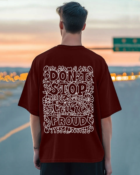 Maroon Crepe Five Sleeve T-Shirt for Men – Bold and Trendy-FRONT