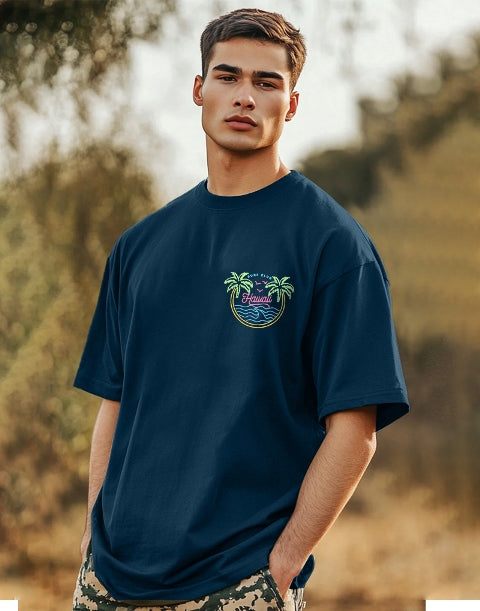 Blue Crepe Five Sleeve T-Shirt for Men – Casual Comfort-SIDE