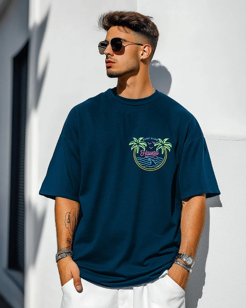 Blue Crepe Five Sleeve T-Shirt for Men – Casual Comfort-BACK