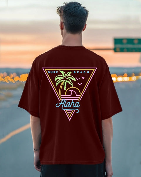 Maroon Crepe Five Sleeve T-Shirt for Men – Bold Elegance-FRONT