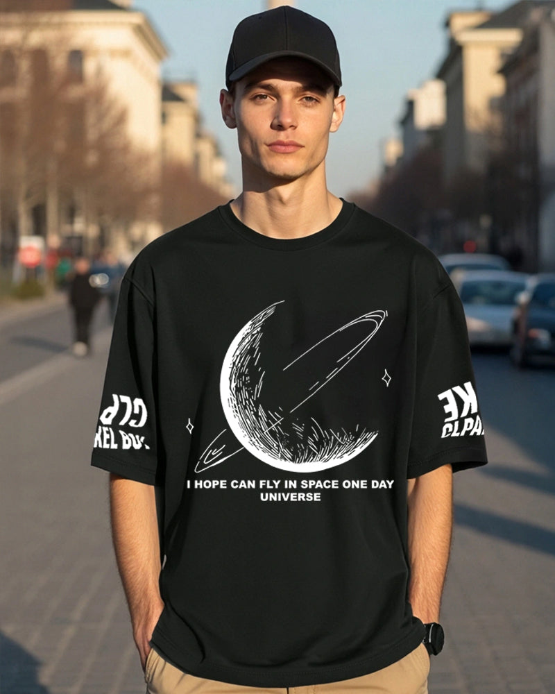 Cotton Blend Five Sleeve Black T-Shirt for Men – Classic and Comfortable-FRONT