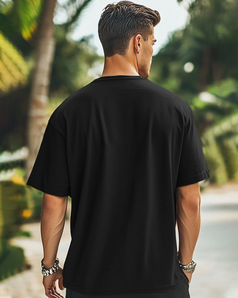 Men’s Cotton Blend Five Sleeve Black T-Shirt – Bold and Modern-BACK