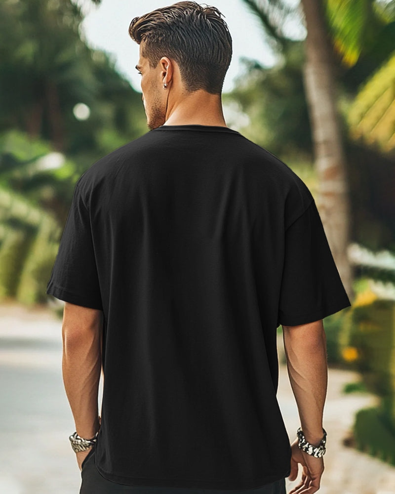 Black Five Sleeve Cotton Blend T-Shirt for Men – Bold Essentials
-BACK