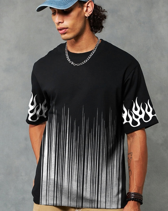 Modern Black Cotton Blend Five Sleeve T-Shirt for Men – Casual Chic-SIDE