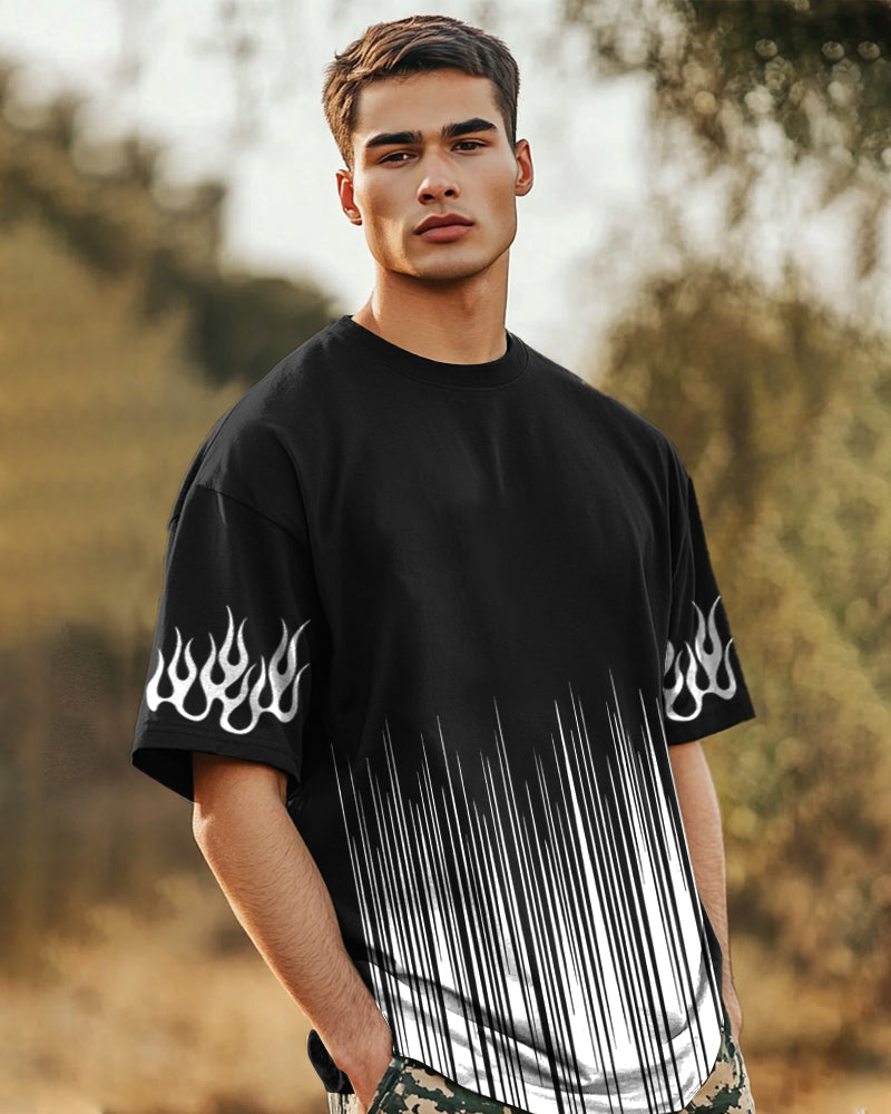 Modern Black Cotton Blend Five Sleeve T-Shirt for Men – Casual Chic-FRONT