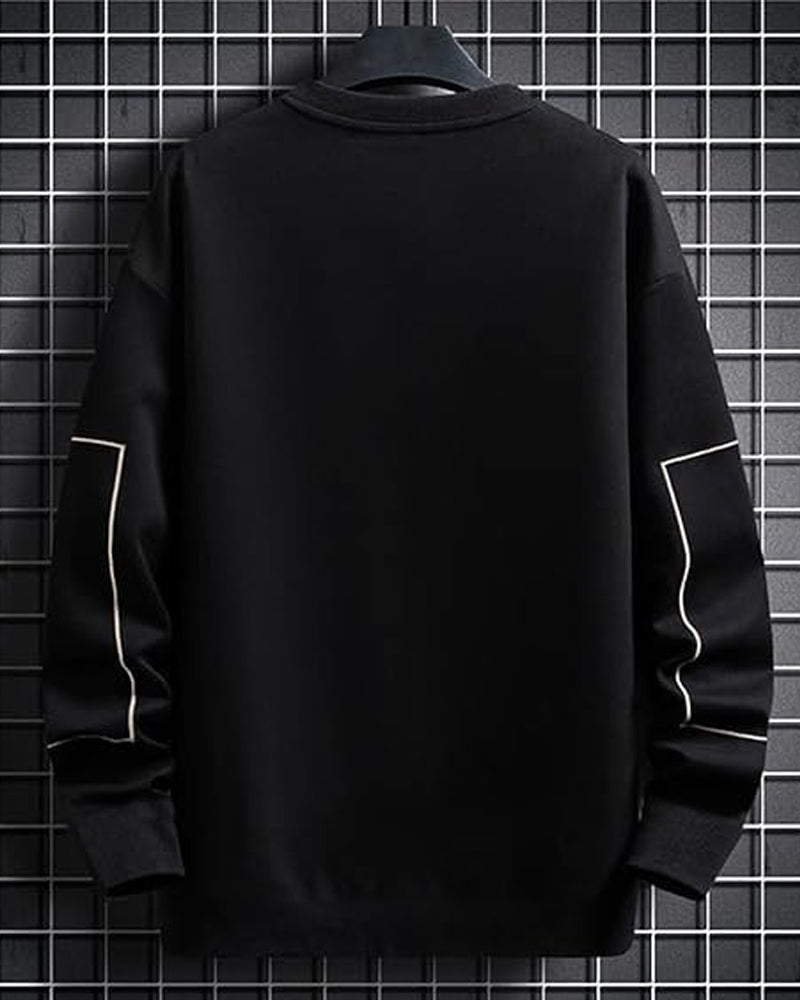 Classic Black Crepe Men's T-Shirt with FULL Sleeves-BACK