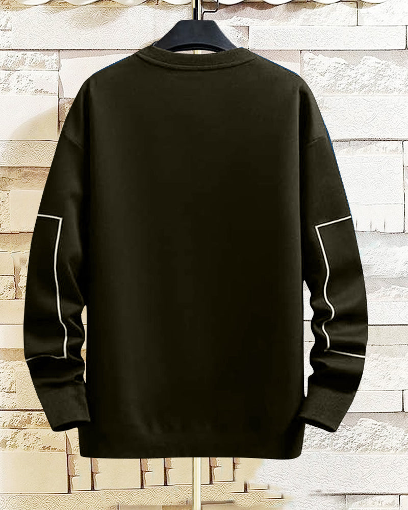 Trendy Olive Green Crepe Men's FULL Sleeve T-Shirt-BACK