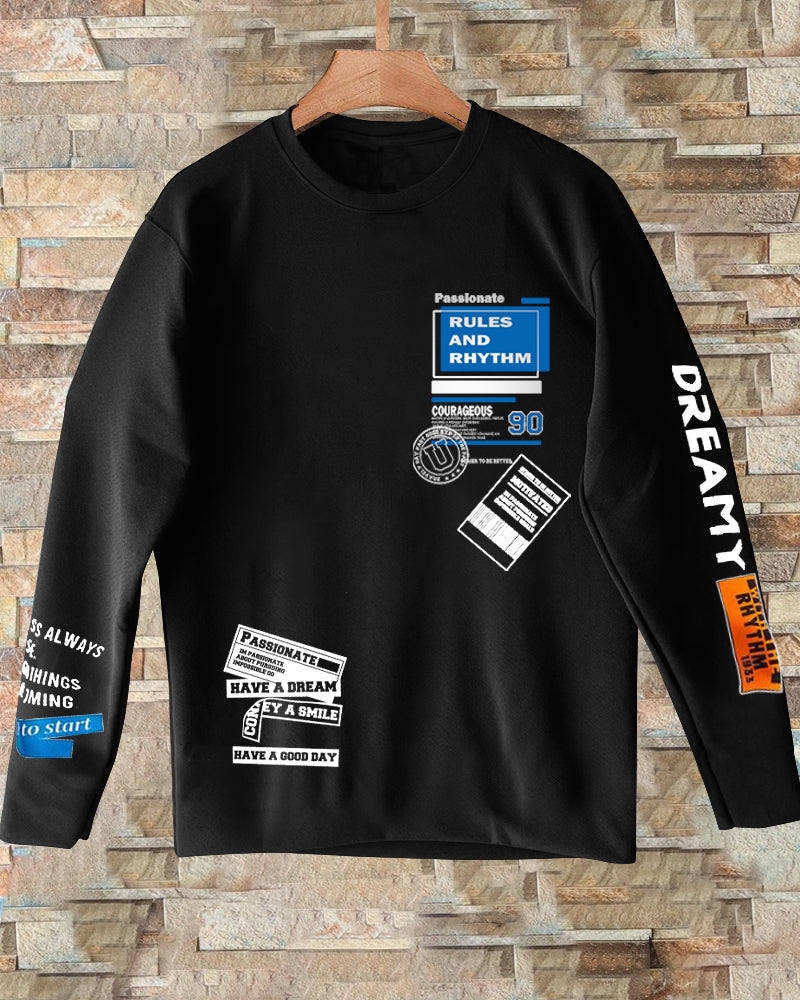 Black Crepe FULL Sleeve T-Shirt for Men – Bold Style & Comfort-FRONT
