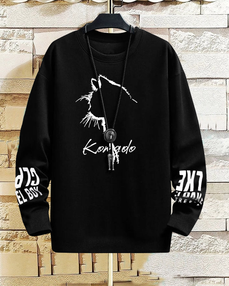Black Crepe FULL Sleeve T-Shirt for Men – Sleek & Sophisticated-FRONT