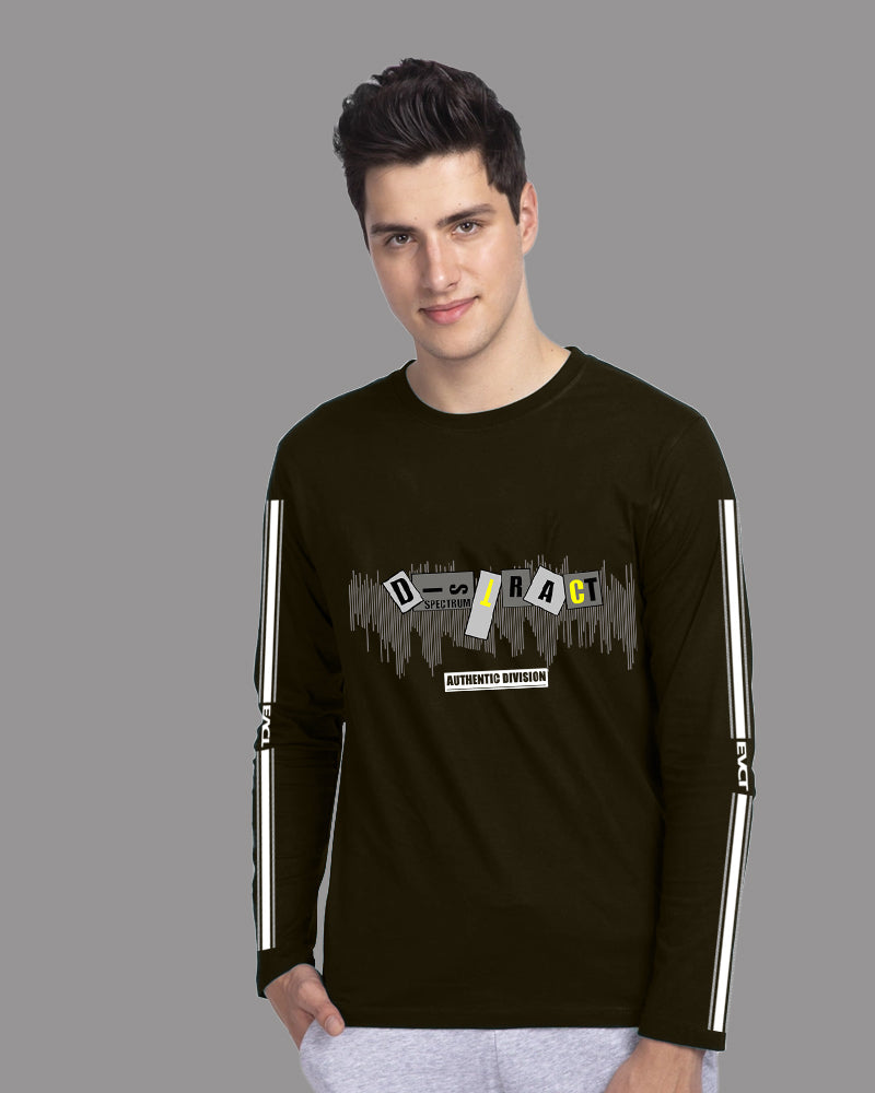 Olive Green FULL Sleeve Crepe T-Shirt for Men – Casual and Classy-SIDE