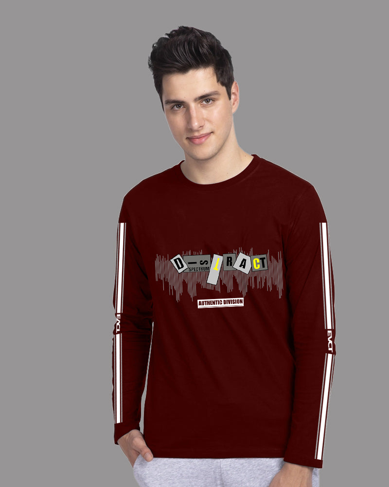Stylish Maroon Crepe FULL Sleeve T-Shirt for Men – Comfort Redefined-SIDE