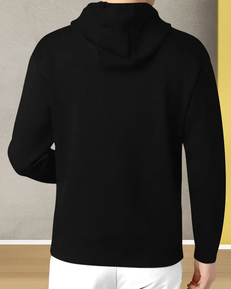 Black Fire Hoodie Cotton blend Men's T-Shirt-BACK