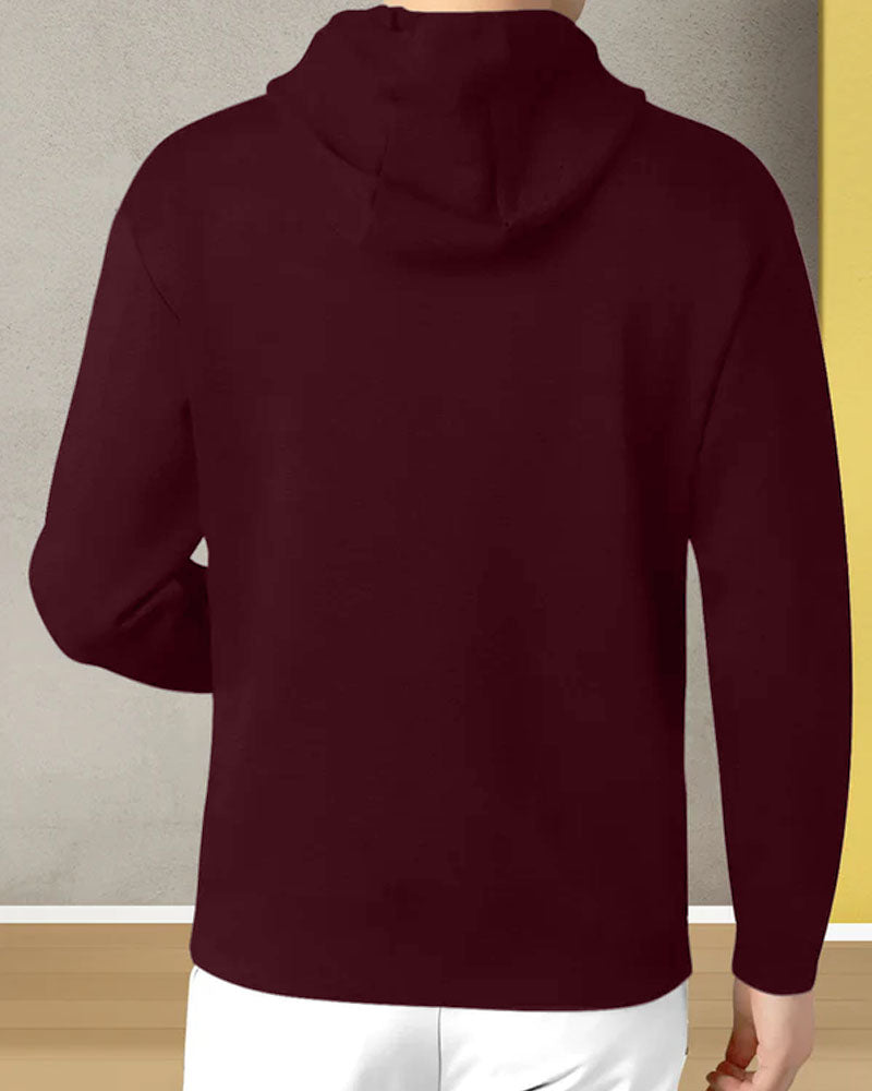 Maroon Fire Hoodie Cotton blend Men's T-Shirt-BACK